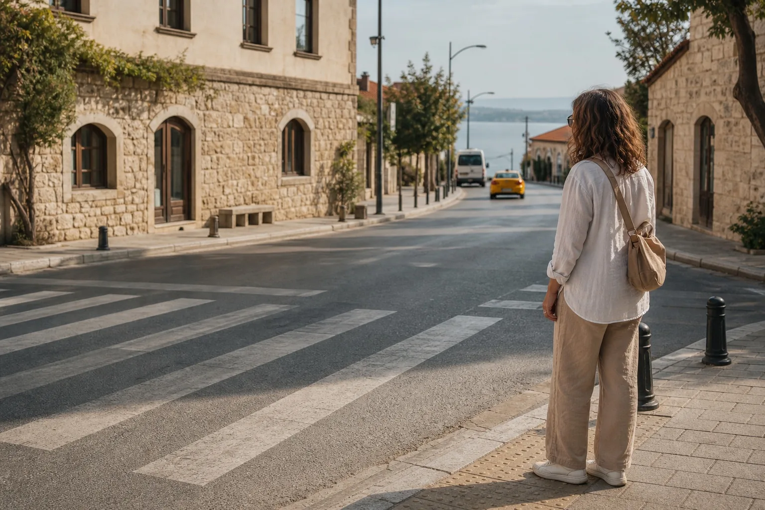 A pedestrian crossing on a Turkish street.